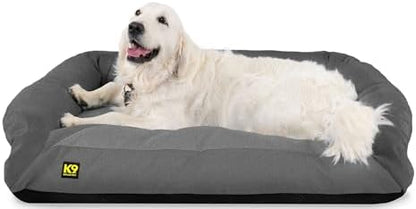 K9 Ballistics Tough Bolster Nesting Pillow Sofa Dog Bed with Removable Washable Cover - Durable, Water Resistant with Nonskid Bottom - Large, Titanium Premium Finish