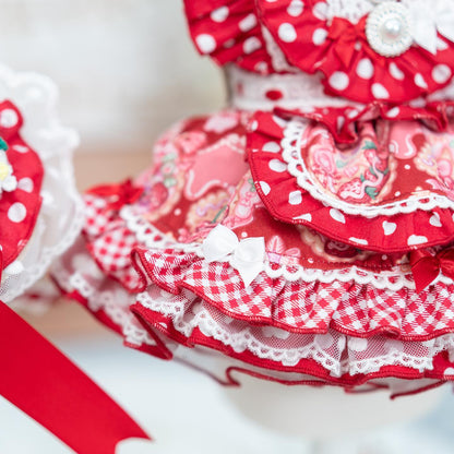 High quality handmade dog dresses strawberry princess