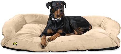 K9 Ballistics Tough Bolster Nesting Pillow Sofa Dog Bed with Removable Washable Cover - Durable, Water Resistant with Nonskid Bottom - Large, Titanium Premium Finish