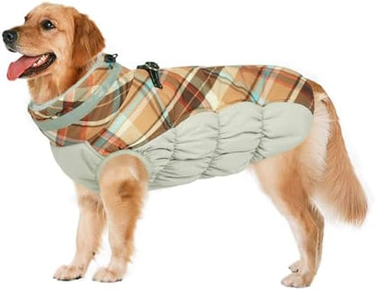 Lelepet Dog Winter Coat - Waterproof Fleece Jacket with Built-in Harness