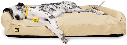 K9 Ballistics Tough Bolster Nesting Pillow Sofa Dog Bed with Removable Washable Cover - Durable, Water Resistant with Nonskid Bottom - Large, Titanium Premium Finish