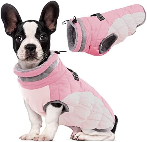 Lelepet Dog Winter Coat - Waterproof Fleece Jacket with Built-in Harness