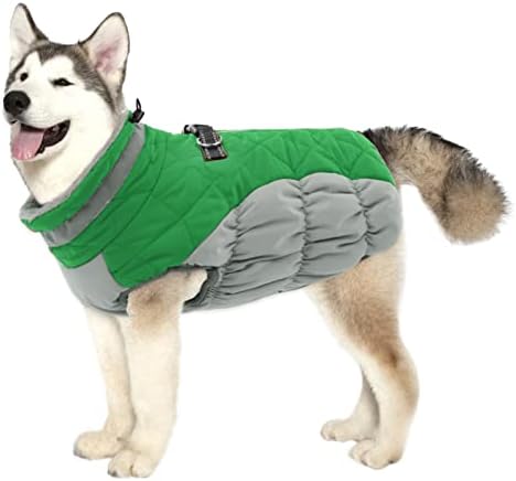 Lelepet Dog Winter Coat - Waterproof Fleece Jacket with Built-in Harness