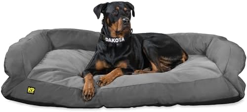K9 Ballistics Tough Bolster Nesting Pillow Sofa Dog Bed with Removable Washable Cover - Durable, Water Resistant with Nonskid Bottom - Large, Titanium Premium Finish