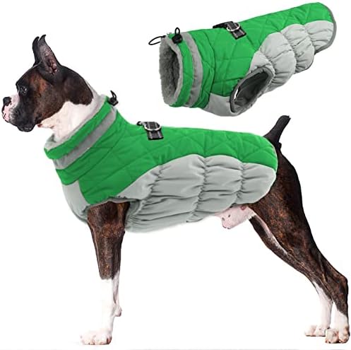 Lelepet Dog Winter Coat - Waterproof Fleece Jacket with Built-in Harness