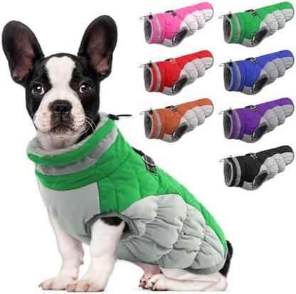Lelepet Dog Winter Coat - Waterproof Fleece Jacket with Built-in Harness