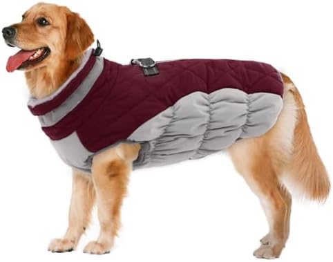 Lelepet Dog Winter Coat - Waterproof Fleece Jacket with Built-in Harness