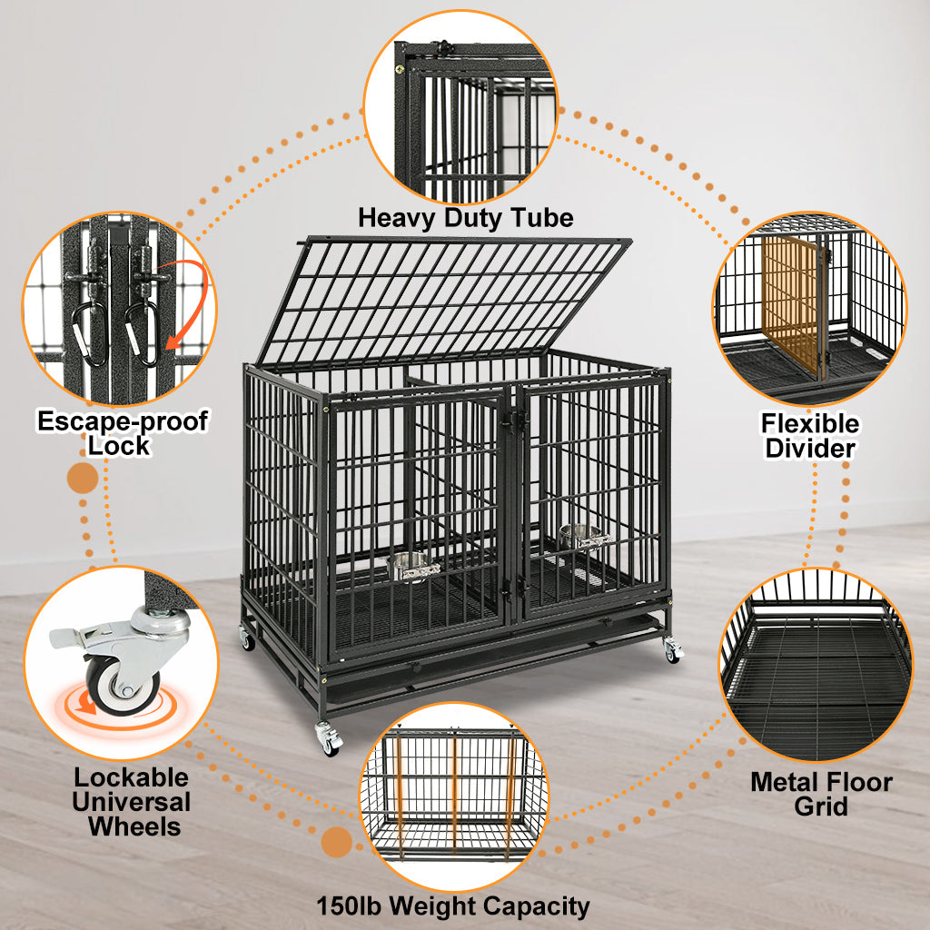  Stackable Dog Crate with Divider