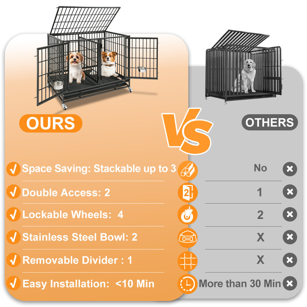  Stackable Dog Crate with Divider
