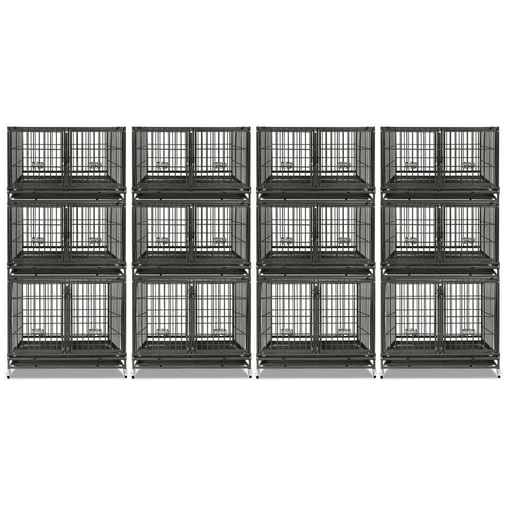 Twelve stackable crates