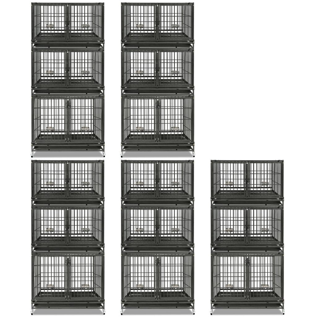 Fifteen stackable crates