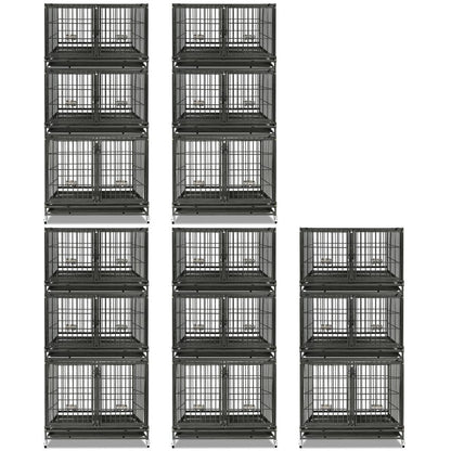 Fifteen stackable crates