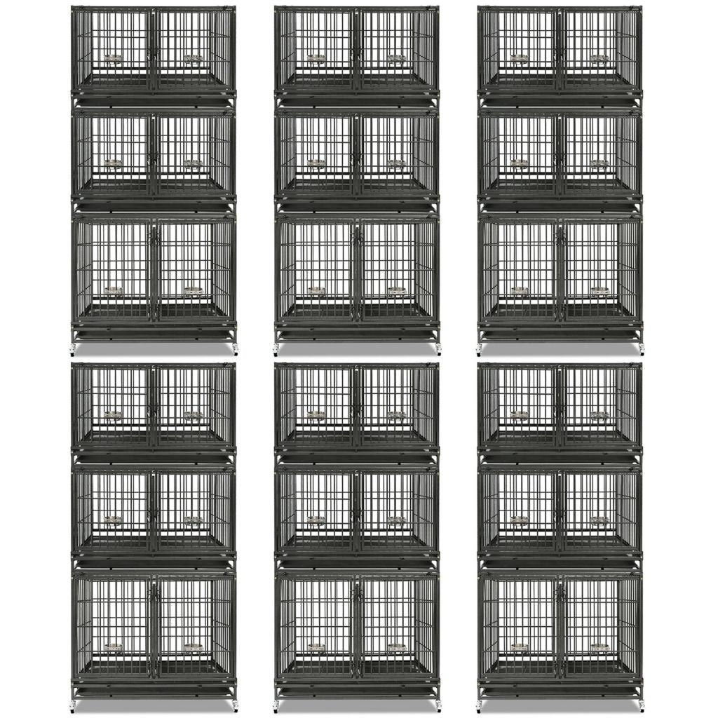 Eighteen stackable crates
