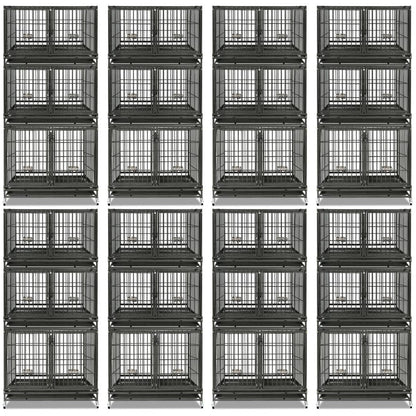 Twenty four stackable crates