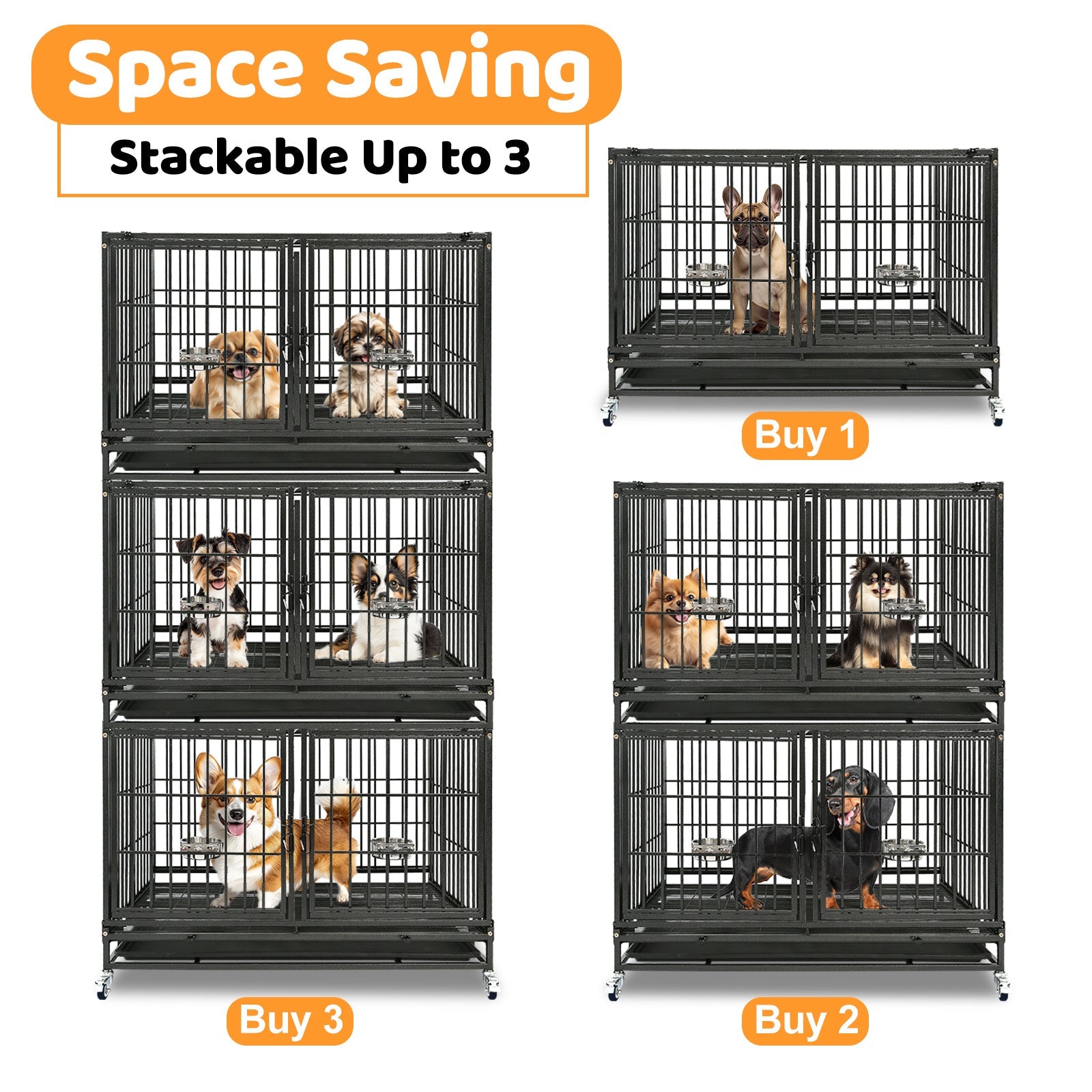 Stach up to 3 cages, claiming to be Space Saving