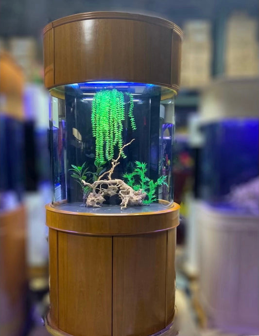 90 Gallon Glass 3/4 Cylinder Round Aquarium With Stand and Canopy