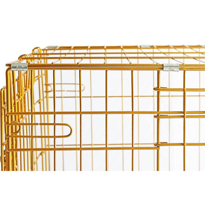 Gold metal cage on a white background