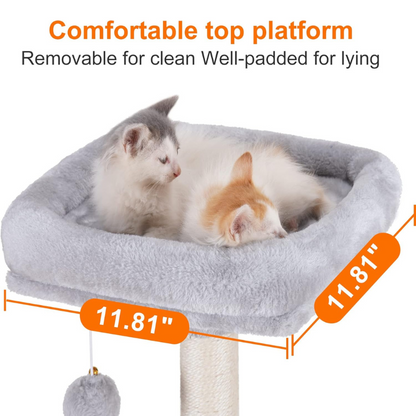 Cozy Cat Tree for Small Cats with Plush Hammock