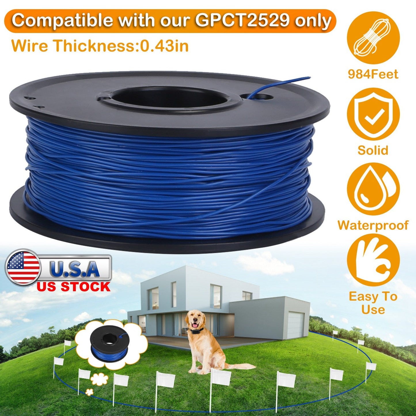 656 Feet 0.43in Dog Fence Wire Copper Boundary Wire for GPCT2529 Dog Fence System