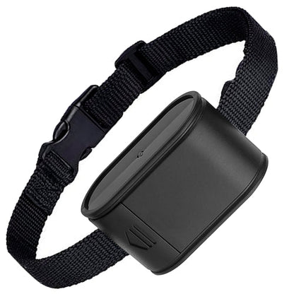 Black dog collar with a black electronic device on a white background