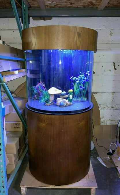 60 Gallon Half Round (Flat Sides) Reef-Ready Aquarium with Stand, Deep Oak