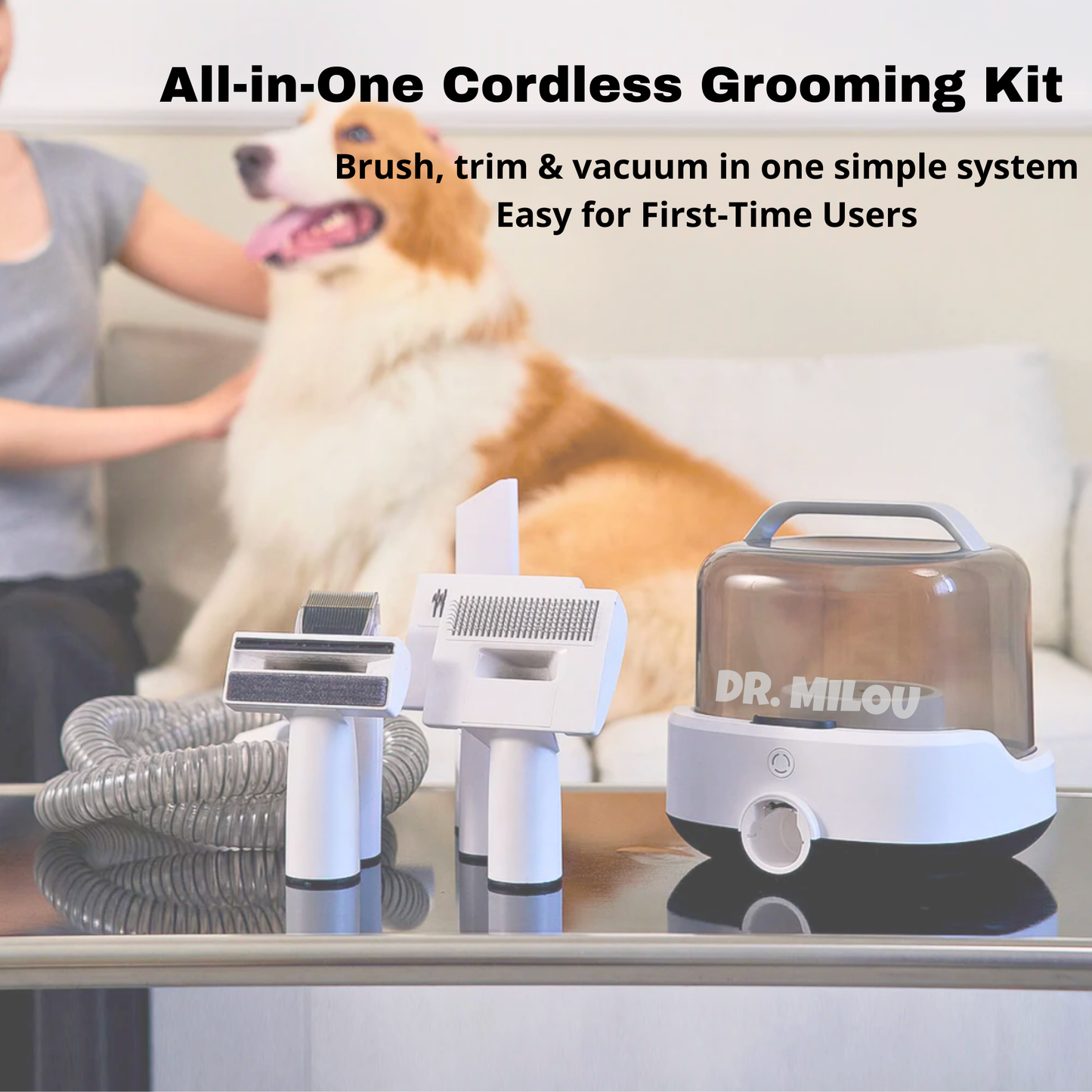 Salon Results at Home, Mess-Free | CalmCare™ Cordless Vacuum Grooming Kit by Dr. Milou