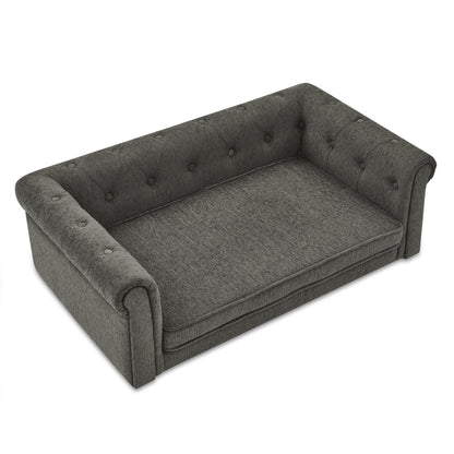 Gray pet sofa on a white background