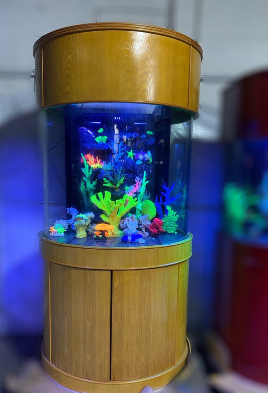 90 Gallon Glass 3/4 Cylinder Round Aquarium With Stand and Canopy