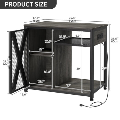Black metal desk with dimensions labeled on a white background