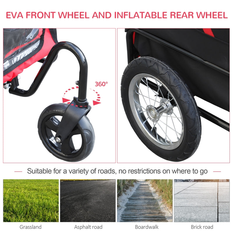 Stroller wheels with EVA front wheel and inflatable rear wheel, suitable for various road conditions.