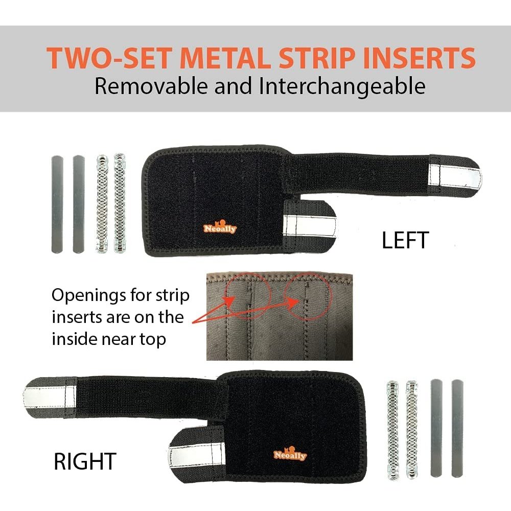 Two-set metal strip inserts with a black holder on a white background