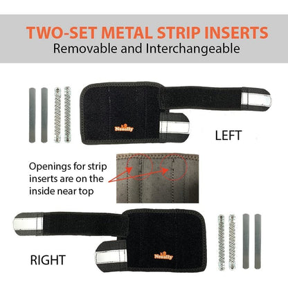 Two-set metal strip inserts with a black holder on a white background