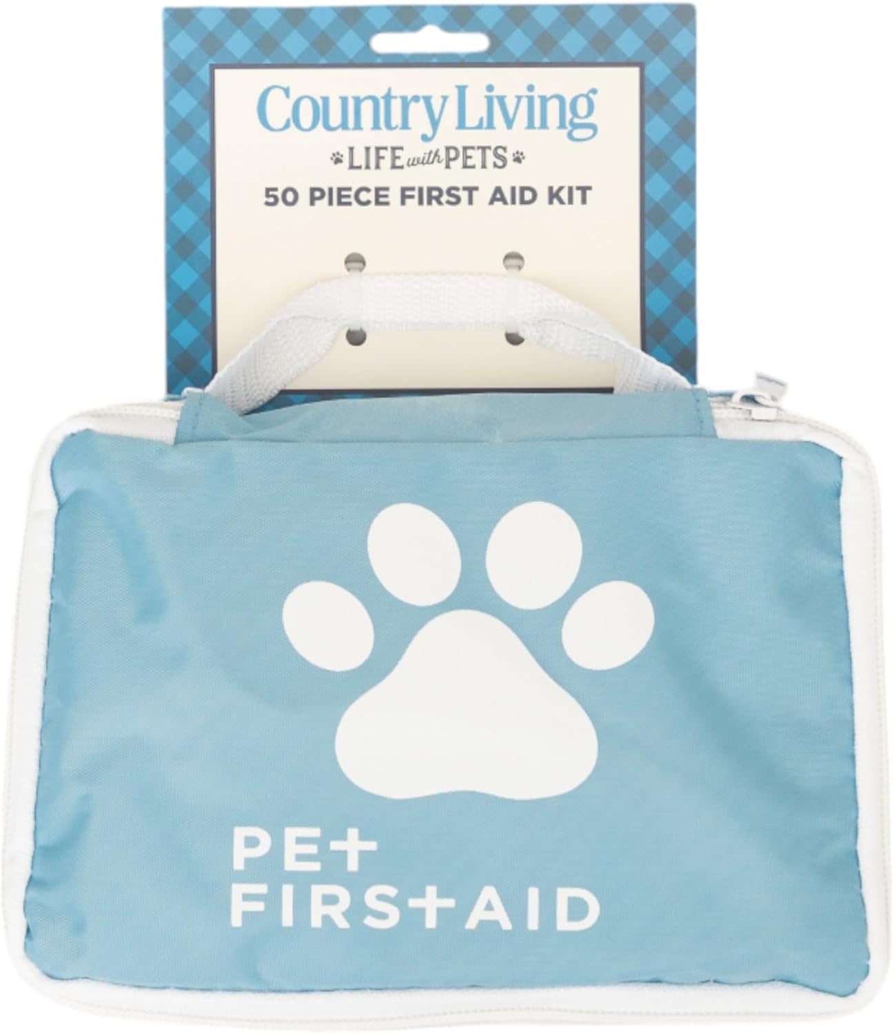 Country Living Life with Pets 50 Piece first Aid Kit showing kit below, on a white background