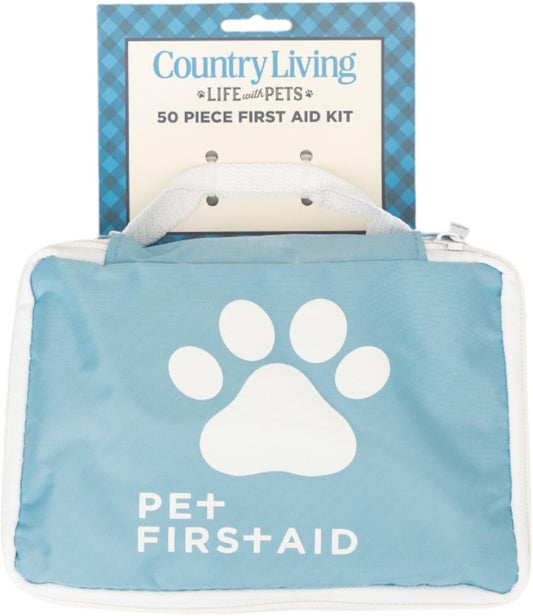 Country Living Life with Pets 50 Piece first Aid Kit showing kit below, on a white background