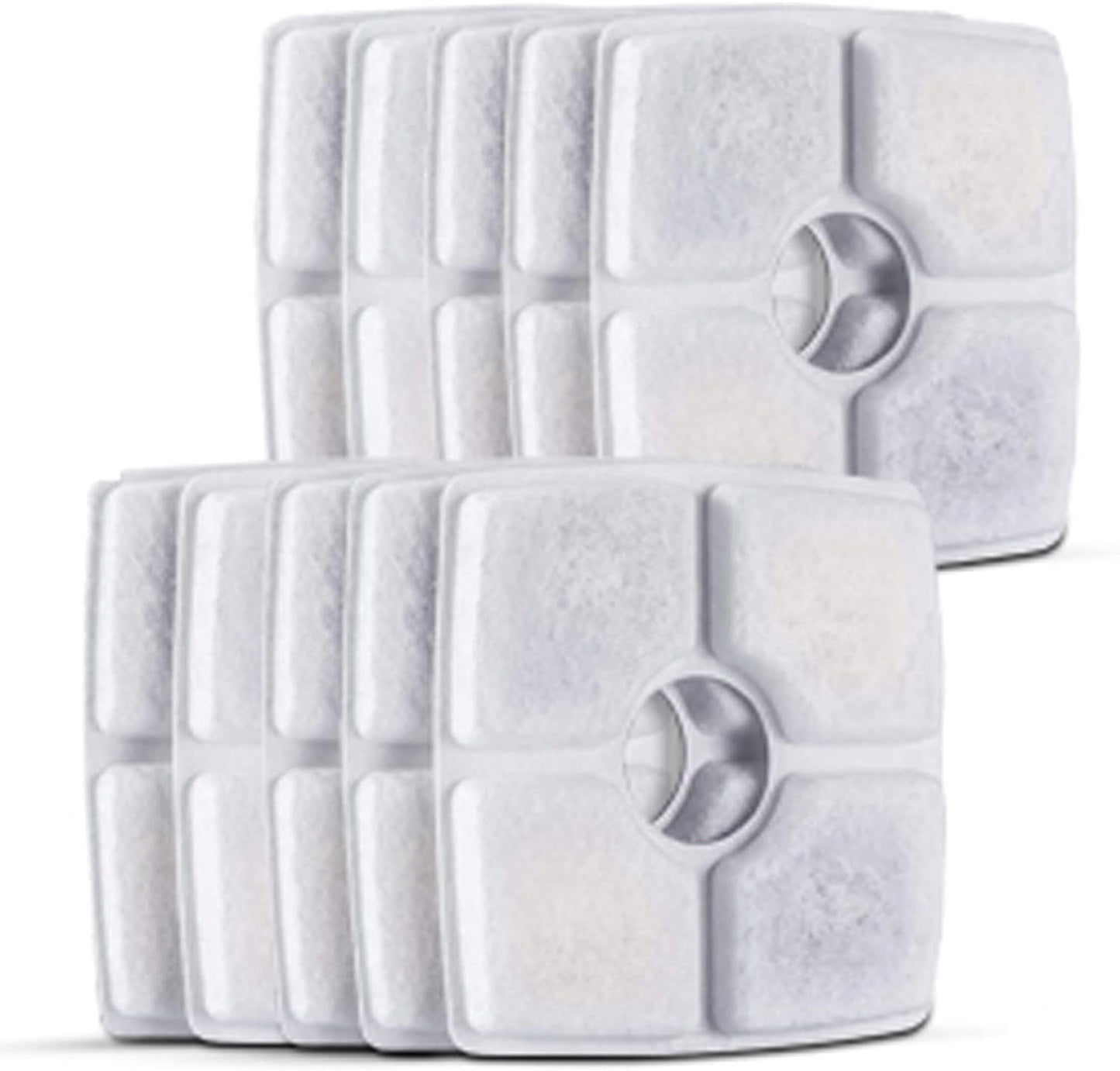 Set of white filter pads on a white background