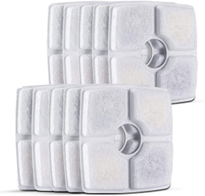 Set of white filter pads on a white background