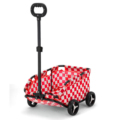 Red and white checkered folding wagon on a white background