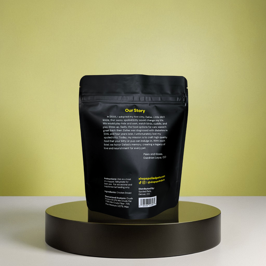 Black packaging with text on a yellow background