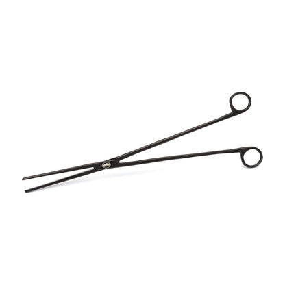 Black tongs on a white background