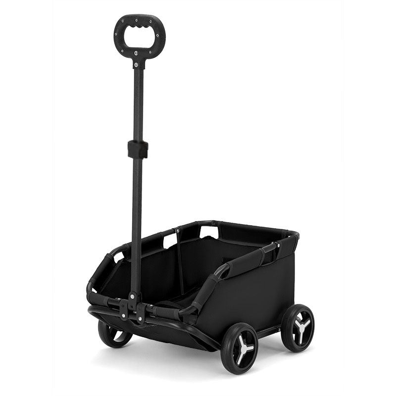Black folding cart with handle on a white background