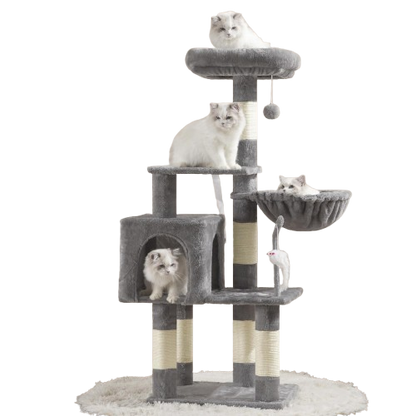 Cozy Cat Tree for Small Cats with Plush Hammock