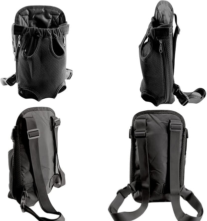 Black backpack shown from multiple angles on a white background