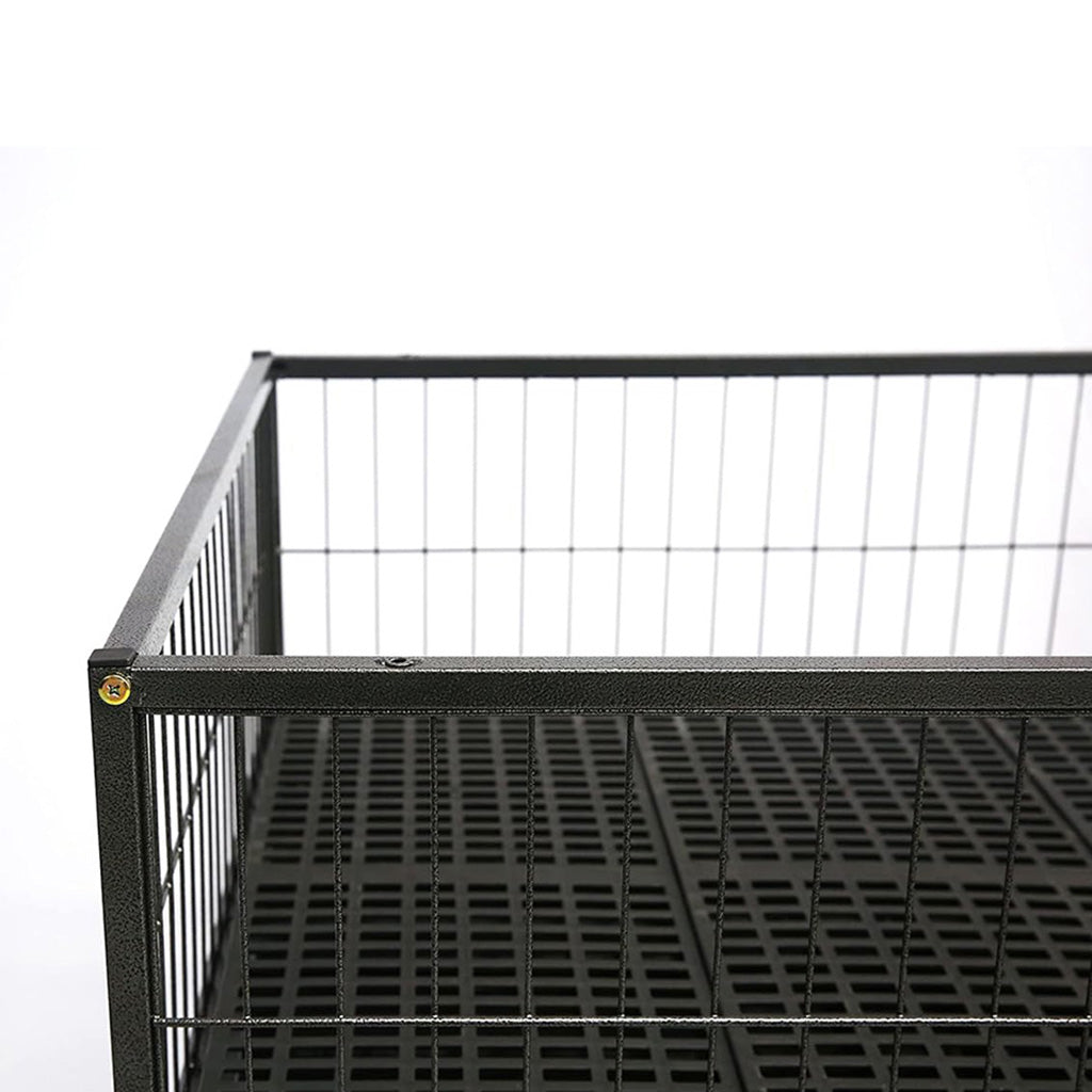 Black wire cage with a white background