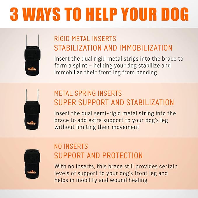 Infographic on using dog leg braces with text and images of the brace.