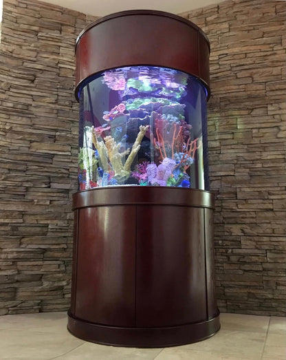 90 Gallon Glass 3/4 Cylinder Round Aquarium With Stand and Canopy