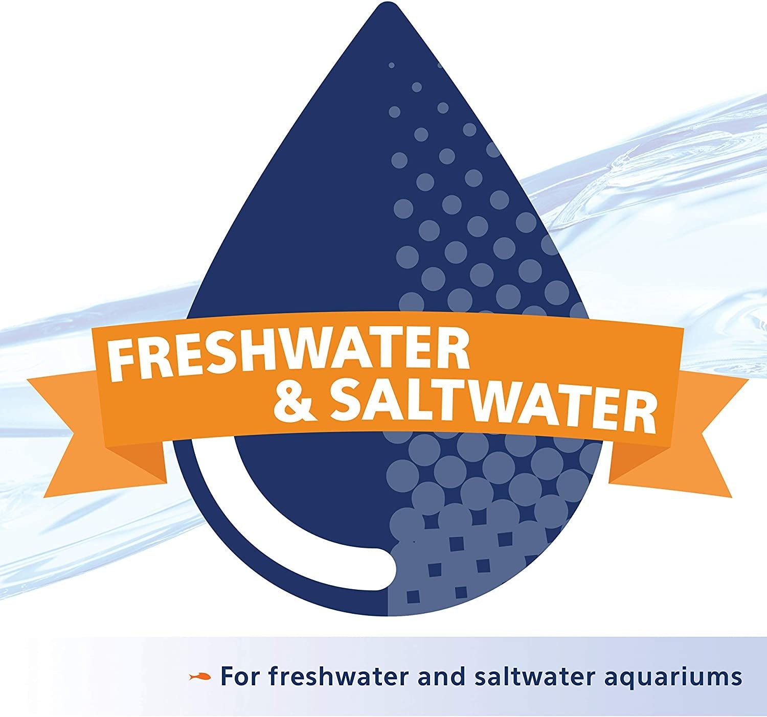 Logo with 'Freshwater & Saltwater' text on a blue and orange design.