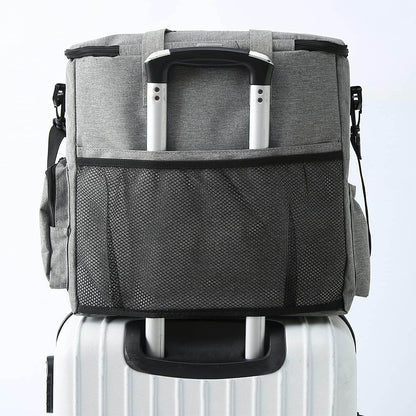 Dog Travel Bag Airline Approved Travel Set for Dogs of Stores All Your Dog Accessories - Includes Travel Bag, 2X Food Storage Containers and 2X Collapsible Dog Bowls (Grey)