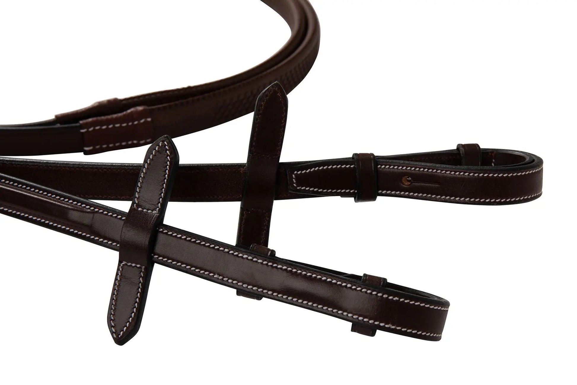 Brown leather bridle on a white background