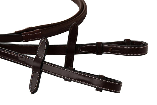 Brown leather bridle on a white background