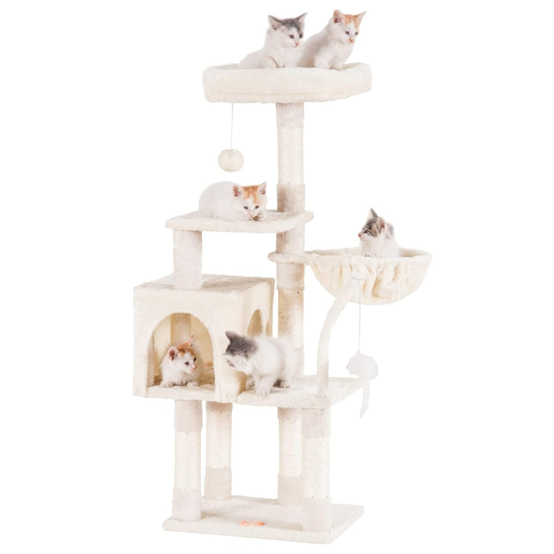 Cozy Cat Tree for Small Cats with Plush Hammock